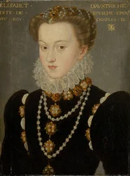 1571 年以降、フランス王カール 9 世の妻であるオーストリアのエリザベスの肖像。