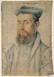 フランスの詩人、Mellin de Saint-Gelais（またはSaint Gelais, Saint Gelays, Saint Gelays, Sainct Gelais）（1495-1558）の肖像。クルエ・フランソワ（1515-1572）による血と黒い石を使ったドローイング、1500年頃。シャンティイ、コンデ美術館