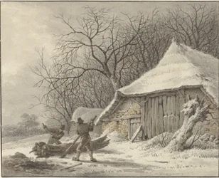 Terborg の Voorbroek 近くの農場のある冬の風景