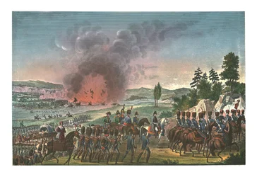 ライプツィヒの戦い後のフランス軍の撤退、1813 年 10 月 19 日、c1850