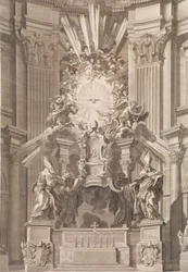 寺院の正面にある聖ペテロの椅子...アルバム「バシリ...」のプレート41、1666年以降。