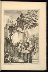 イルカに乗ったぷっと噴水の図案