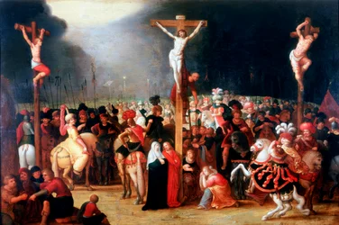 「2 人の泥棒の間の十字架上のキリスト」、17 世紀。