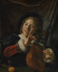リュートの少年、1625年頃（帆布に油彩）