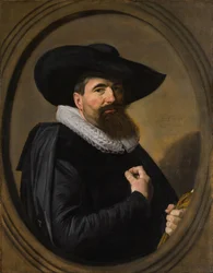 オランダ語：Portret van een man 帽子をかぶり、襟を立てた男の肖像画
