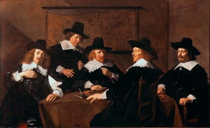 ハールレムの聖エリザベト施療院の理事たち、フランス・ハルス作（約1580-1666年）、1641年、252x153 cm、ハールレム、フランス・ハルス美術館、オランダ