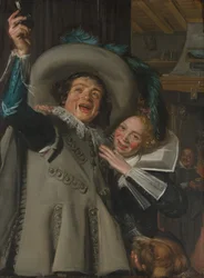 旅館の若い男と女、1623年。