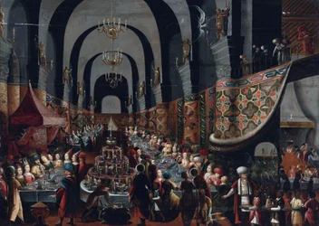 "Le festin de Balthazar" (The Feast of Belshazzar) フランツ・フランケン2世(1581-1642)の絵画 非公開コレクション