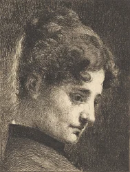 右向きの若い女の子の横顔の頭