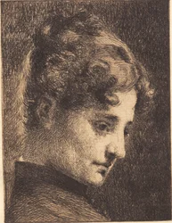 右向きの若い女の子の横顔の頭