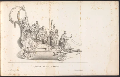 1825 年、聖ロンブーの行列の最初の山車 最初の Prael-waegen (オブジェクトのタイトル)