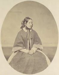 [ドットドレスの若い女性]、1850年代から60年代。