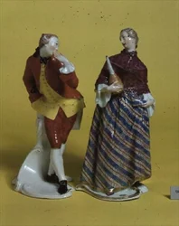 ドナマルティナとオクタビオのコメディアデルアルテのフィギュア、ニンフェンブルク、1760年頃（磁器）