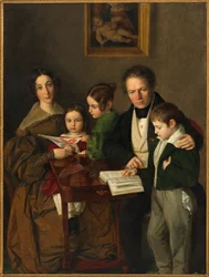 作曲家 Johann Baptist Gänsbacher 1778-1844 とその家族、1838 年頃。