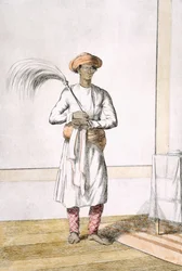 「ヒンドゥー教徒、または彼らの作法、衣装、儀式の説明」からの泡立て器、c.1808-12（カラーエッチング）