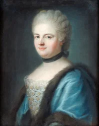 フランスの女王、マリー・レシュチンスカの肖像 (1703-1768)、F.B. によるブリストル ボードのパステル フレイ - プライベート コレクション