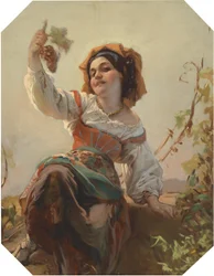 ブドウを持つイタリアの女の子