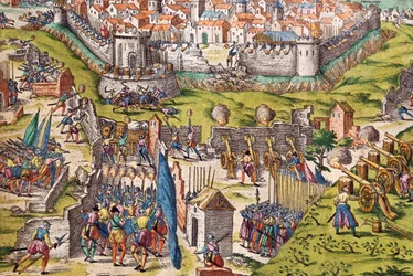 シャルトルを包囲するコンデ軍、1568年3月、フランツ・ホーゲンベルク（1535-1590）の彫刻、フランス