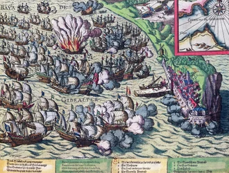 1607年5月25日に印刷されたジブラルタル沿岸での戦闘