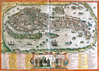 イタリア・ヴェネツィアの平面図（銅版画