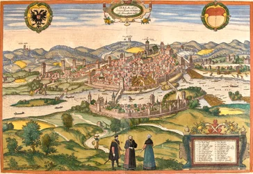 ドイツ・シュヴァービッシュホール（ハーラ）の眺め（エッチング