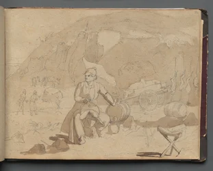 ローマとその周辺の景色を含むアルバム、Landscape Studies、39a ページ: Figure in a Landscape.