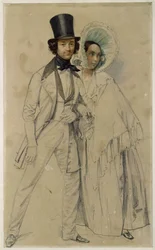 パウルとアマーリエ・タリオーニ夫妻（絵画「近衛歩兵第一連隊の観兵式」の習作、1839年）
