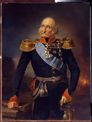 元帥ルイ・アドルフ・ピエール・ズ・ザイン・ウィトゲンシュタイン（1769-1843）の肖像画。 (ザイン・ヴィトゲンシュタイン・ルートヴィヒスブルクの陸軍元帥伯爵ルートヴィヒ・アドルフ・ペーターの肖像)。 フランツ・クルーガー (1797-1857) の絵画、キャンバスに油彩