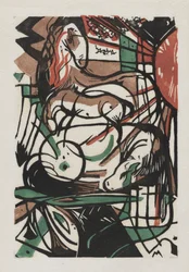 馬の誕生、1913年（日本紙の木版画）