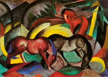 Three Horses、1912（紙のミクストメディア）