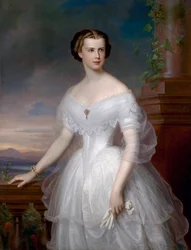 """"ヴィッテルスバッハのエリザベート (1837-1898) (sissi または sisi)、オーストリア皇后 (1854-1898)、ハンガリー女王 (1867-1898) の肖像画"" 1853 年頃の Franz Schrotzberg (1811-1889) による絵画個人蔵
