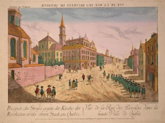 Vue de la Rue des Recolets de Quebec、1770年代に発行（手描きの彫刻）