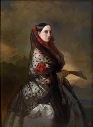 Marie Nikolaievna de Russie (1819-1876) - ロシアの大公妃Maria Nikolaevna (1819-1876), Duchess of Leuchtenberg par Winterhalter, Franz Xavier (1805-1873).キャンバスに油彩、1856-1857年頃、サラトフの国立A.ラディシェフ美術館。
