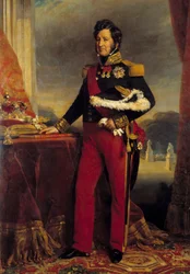 ルイ・フィリップ1世（1773-1850）の胴体部分の肖像 1830年の憲章に基づくフランスの手の王 フランツ・クサヴァー・ヴィンターハルター（1806-1873）による絵画 1839年 日。2,6x1,9 m