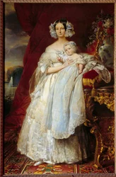 オルレアン公爵夫人ヘレーヌ・ルイーズ・オブ・メックレンブルク・シュヴェリン（1814-1858）とパリ伯爵（1838-1894）の足元の肖像 画：グザバー・ヴィンターハルター（1806-1873） 1839年 日。2,15x1,4 m