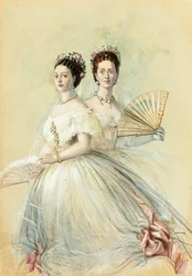 ツァリナマリアフェオドロフナと妹のアレクサンドラの肖像、プリンセスオブウェールズ、1868