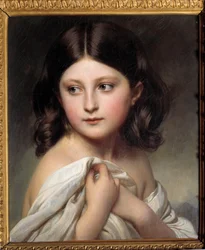 シャーロット王女と呼ばれる少女の肖像。Xaver Winterhalter（1806-1873）の絵画 1850年 個人蔵 - シャーロット王女と呼ばれる少女の肖像。グザバー・ヴィンターハルター（1806-1873）の作品