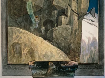 オーストリア、ウィーン、フランツ・フォン・バイロスによるダンテ・アリギエーリ『神曲』の挿絵（天国、歌XXI）、詳細