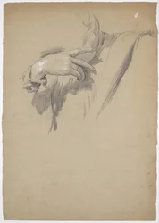 レオナルドがミューズとチェスをする "絵画のための詳細な習作