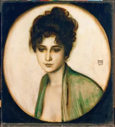 フランツ・フォン・スタック、フェズ夫人の肖像-絵画、1900