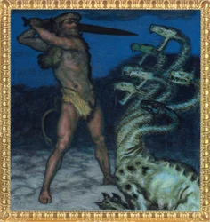 ヘラクレスとヒュドラ - フランツ・リッター・フォン・シュトゥック（1863-1928）の絵画 - 1915年 - シントモス・カラー、キャンバス - ヴィラ・シュトゥック美術館