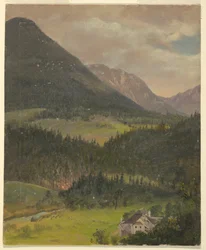 素描、バイエルン・アルプスの風景、1868年