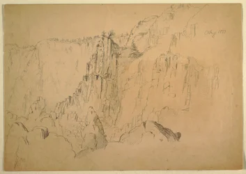 デッサン、険しい岩のある海岸、1885年8月
