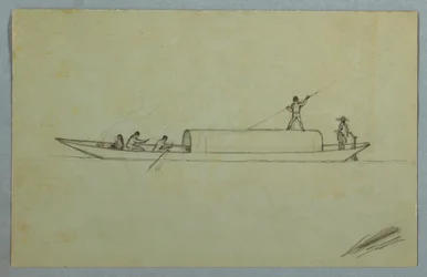 デッサン、幌付きカヌー、おそらく南米、1853年か1857年