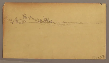 滝にかかる二重の虹、ナイアガラ川、おそらく1858年のデッサン