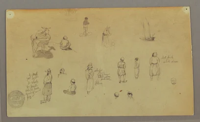 素描、人物習作、荷馬ロバ、帆船、おそらく1868年