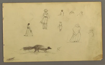 デッサン、背中からの人物研究、スカンク、おそらく1857-58年