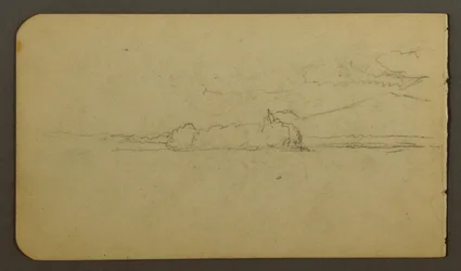 ドローイング、カタディン山を望む湖、1878年