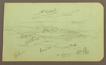 素描、風景、トルーカ；裏面：山、教会、1883年
