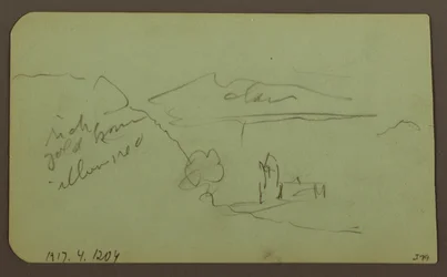 素描、風景、トルーカ；裏面：山、教会、1883年